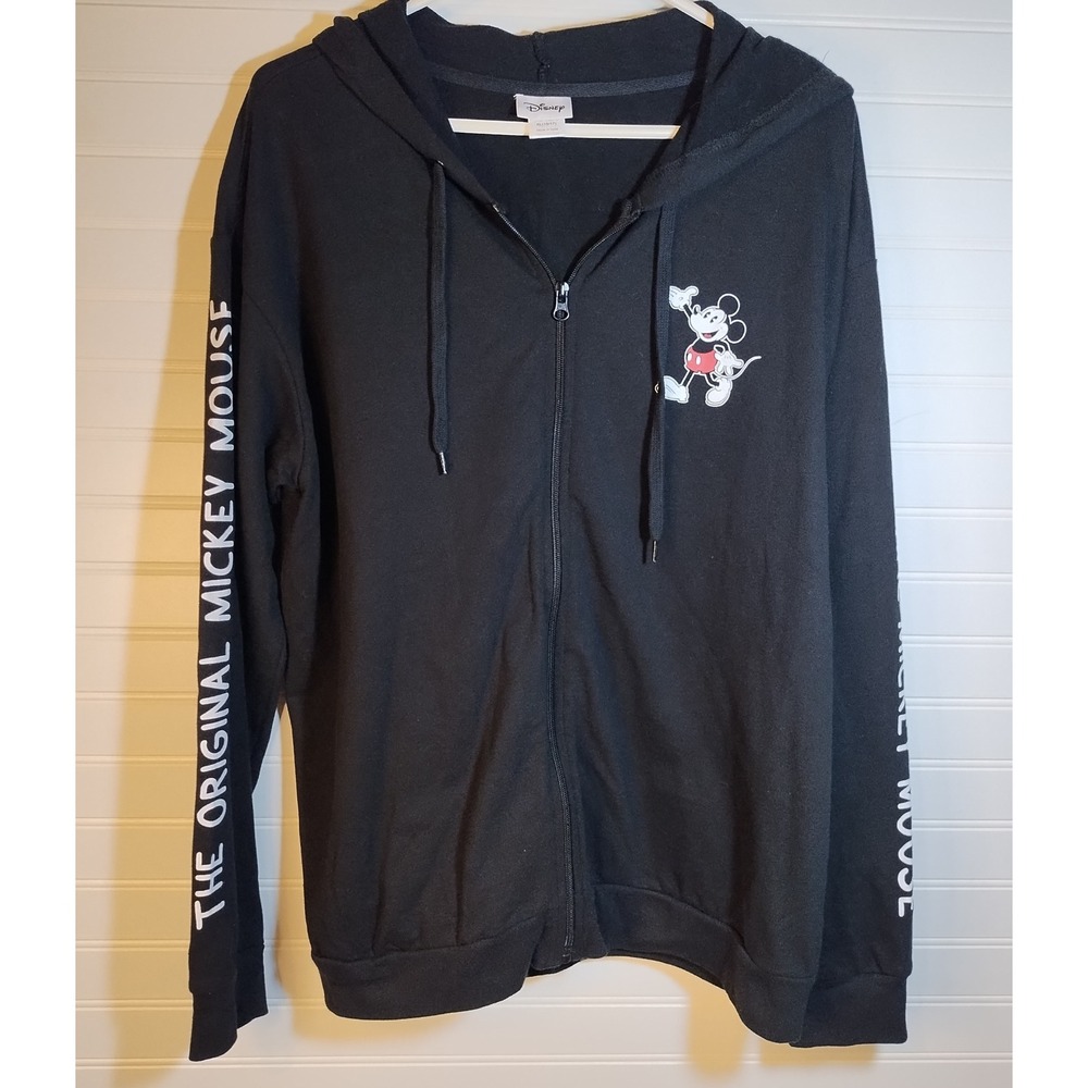 Disney The Original Mickey Mouse Arm Spell Out Black Zip Up Hoodie XL (15/17)